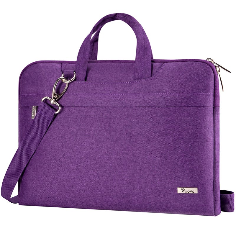 Voova 17 17.3 Inch Laptop Sleeve Case, Slim Women Men Shoulder Hand Bag Compatible with Razer Blade Pro 17, Lenovo Dell Asus Acer HP Notebook Messenger Briefcase with Strap, Waterproof, Purple - Image 1